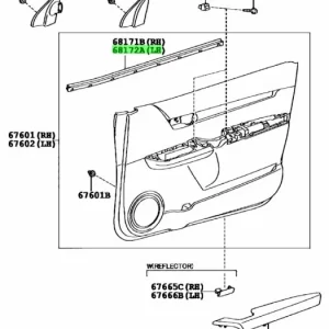 BURLETE DE GOMA CRISTAL DE PUERTA DELANTERA INTERIOR TOYOTA