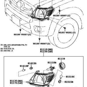 SOPORTE PLASTICO DE FARO DELANTERO TOYOTA